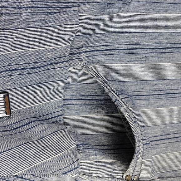 Attyre New York Blue White Pinstripe Rayon Mid Rise Pull On Casual Bermuda Short - Picture 4 of 8